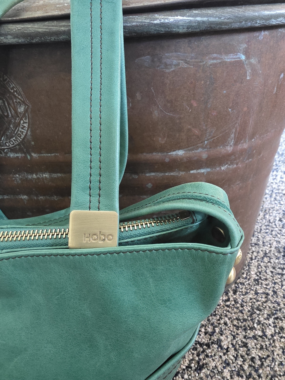 HOBO Green Leather Bucket Satchel Crossbody Bag Vintage Soft Leather Y2K - Picture 8 of 16